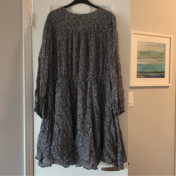 ANTHRO Maeve Long-Sleeve Faux-Wrap Dress Leopard Print XL - Picture 5 of 10